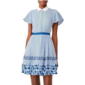 DRAPER JAMES Striped Blue Willowick Dress XSMALL/ US 0
